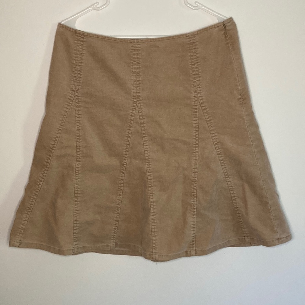 Vintage GAP Corduroy Ribbed Tan A-Line Skirt Stretchy Size 10